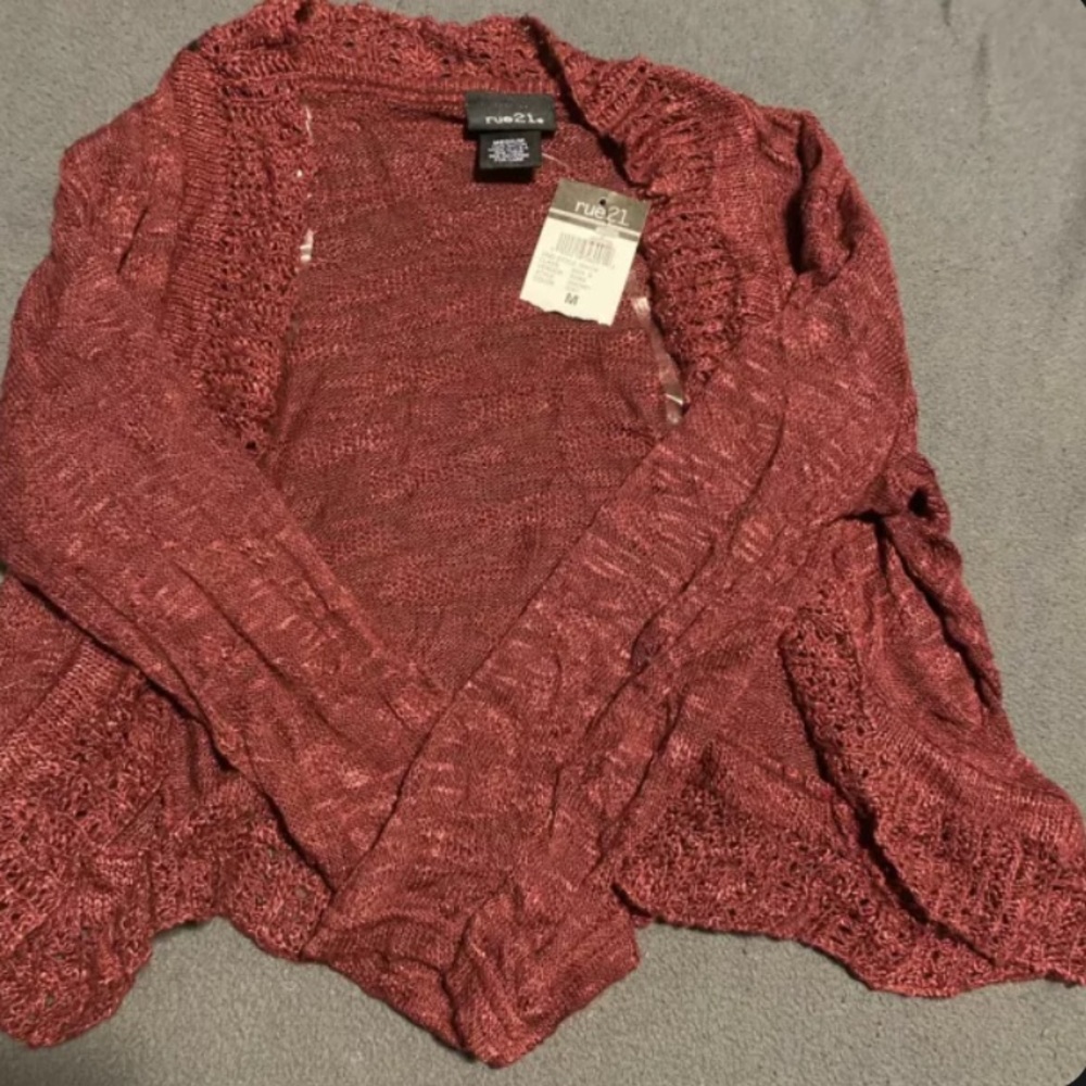 *Brand New* Rue 21 Crop Maroon Cardigan SZ M